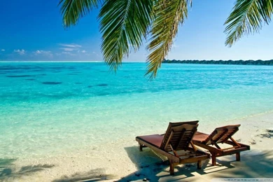 Deck Chairs On The Beach HD Desktop Wallpapers : High Definition ...