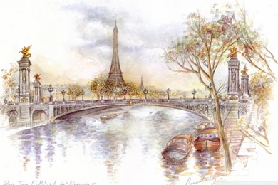 Paris Drawing HD Desktop Wallpapers : High Definition : Fullscreen ...