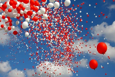 Red White Balloons Skyscapes Wallpapers