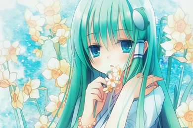 Download Wallpapers 2560x1440 Anime, Girl, Hair, Long, Flower ...