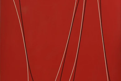 Untitled (Black And White Lines On Red Background)   Lorser ...