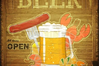 Grunge Design Beer Menu   Glass Of Beer And Snack On Wooden ...