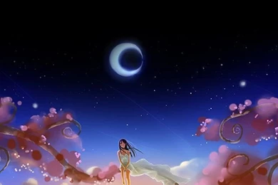 Anime Girl Dreamy Moon iPhone 4s Wallpapers Download