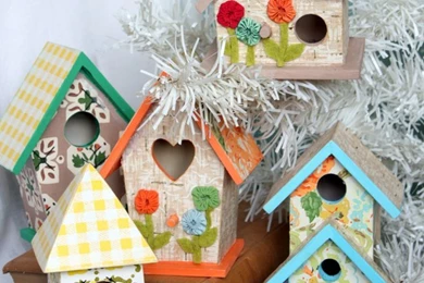 Charming Embellished Birdhouses Craft Tutorial   Mitzi's Miscellany