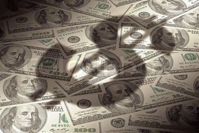Shadow Of American Dollar Symbol On Money Backgrounds