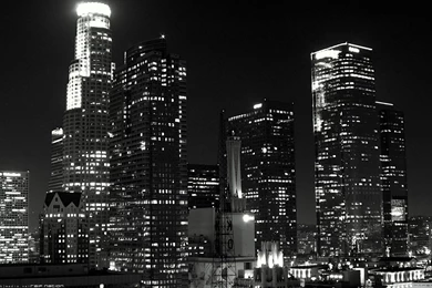Los Angeles Skyline Black And White   Wallpaper.