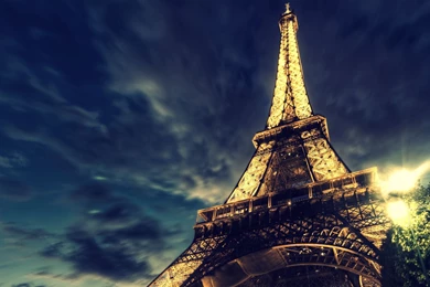 Eiffel Tower On Backgrounds Of Blue Night Sky Wallpapers And Images ...