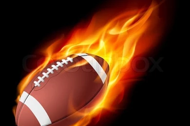 Realistic American Football In The Fire Illustration On White ...
