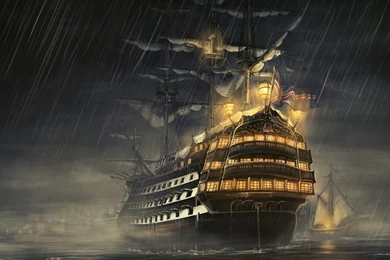 Download Wallpapers 1600x900 Ships, Sea, Light, Rain 1600x900 HD ...