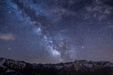 Download Wallpapers 1600x900 Mountains, Night, Sky, Stars 1600x900 ...