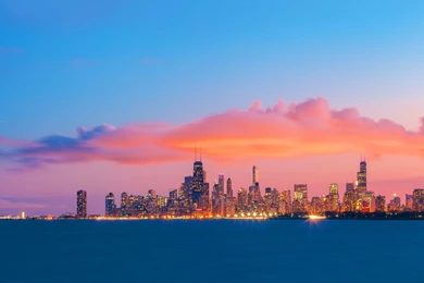 Chicago Skyline Evening Sunset Wallpapers