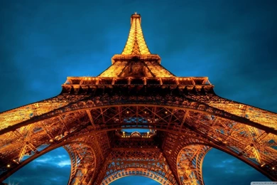 Paris At Night Eiffel Tower View From Below HD Desktop Wallpapers ...