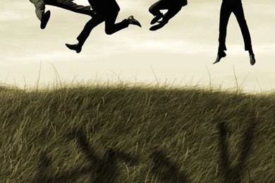 Download The Beatles Jumping In A Field Wallpapers For iPhone 4