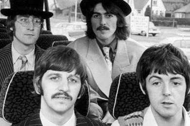 Download The Beatles In A Bus Wallpapers For iPhone 4