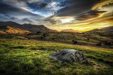 Morning Mountains Sky Landscape Sunrise Sunset Hdr HD Backgrounds ...