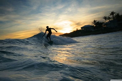 Surfer Silhouette HD Desktop Wallpapers : Widescreen : High ...