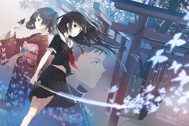 Download Wallpapers 1920x1080 Anime, Girl, Katana, Butterfly ...