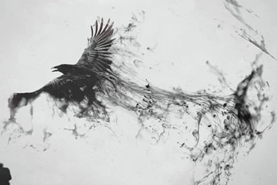 A Raven Flying Up Black Water Art Fulls Creen