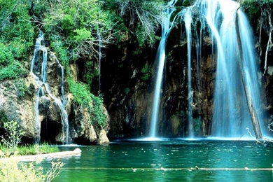 Magnificent Natural View From Waterfall Backgrounds Pictures ...