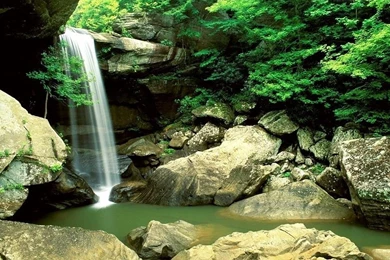 Magnificent Natural View From Waterfall Backgrounds Pictures ...