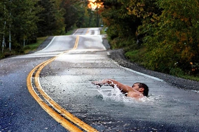 Swimming On Road Laptop Wallpapers