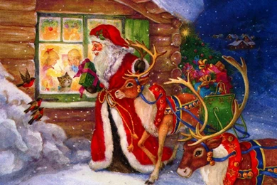 Santa Claus And Reindeers Wallpapers
