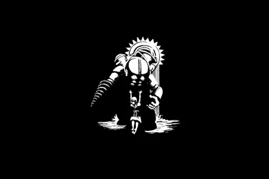 Bioshock Big Daddy Little Sister BW Black Wallpapers
