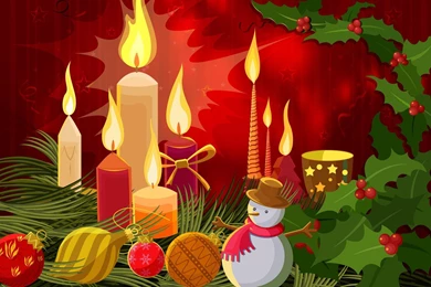 Free Candles Snowman Christmas Holiday Computer Desktop Wallpapers