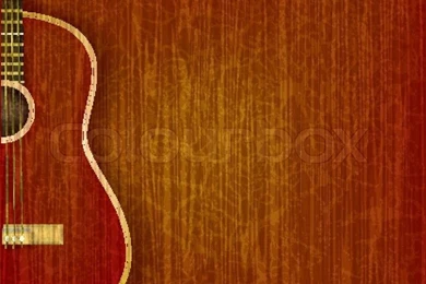Acoustic Guitar On Abstract Grunge Wood Backgrounds