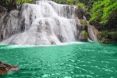 YouWall   Green Lake Waterfall Wallpapers   Wallpaper,wallpapers ...