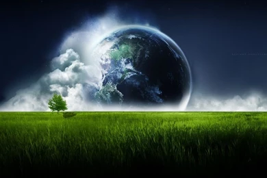 Earth Over The Green Prairie Sky Wallpapers