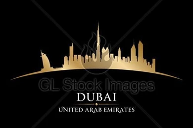 Dubai Uae City Skyline Silhouette Black Backgrounds · GL Stock Images