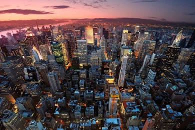 Download HD Los Angeles Skyscrapers Night Lights Top View ...
