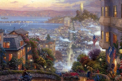 Drawing & Painting: Kinkade San Francisco Lombard Street, Desktop ...