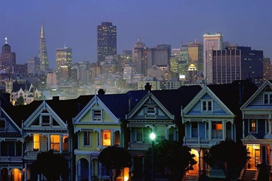 The 'Painted Ladies', Alamo Square Park, San Francisco, California ...