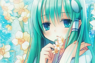 Download Wallpapers 2560x1080 Anime, Girl, Hair, Long, Flower ...