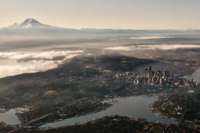 Download Wallpapers 3840x2400 Seattle, Usa, Top View, Panorama ...