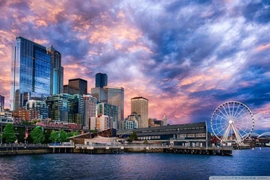 Seattle Great Wheel, Washington, USA HD Desktop Wallpapers : High ...