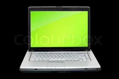 Open Laptop Showing Keyboard And Screen Isolated On Black ...