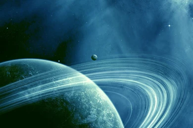 Download Wallpapers 3840x2160 Saturn, Blue Space, Dark Space 4K ...