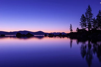 Calm Lake In The Blue Sunset Wallpapers