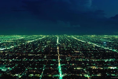 Download 1920x1080 Green City Lights Wallpapers