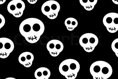 Seamless Pattern With White Skulls On Black Backgrounds Vector ...
