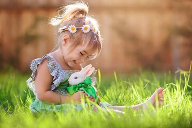 Child Girl Playing With White Rabbit Wallpapers   PowerballForLife