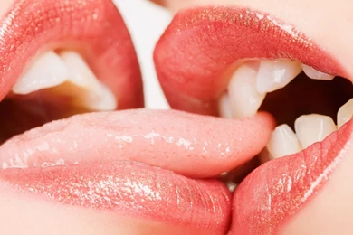 Romantic Couple Lips Kiss Flame Wide Wallpapers