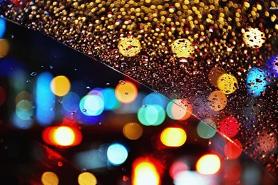 Multicolored Lights Behind The Rainy Window Wallpapers ...