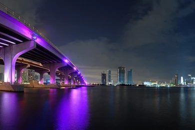 Miami At Night   Wallpaper.