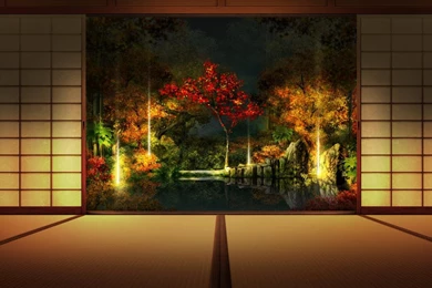 Paintings Asian Lake Trees Room Screen Tatami Painting Tree ...