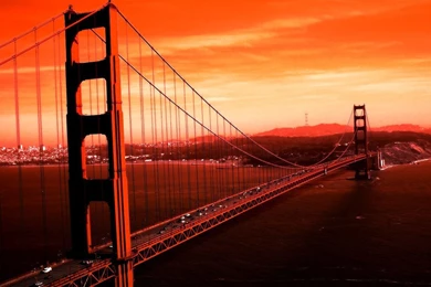 Golden Gate Bridge Fog Sunset   Wallpaper.