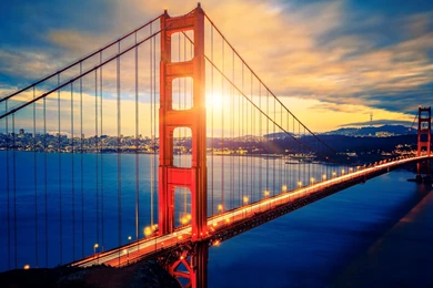 Famous Golden Gate Bridge At Sunrise Wallpapers   2880x1800   1326252